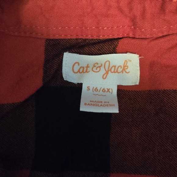 Like New Cat & Jack/ Target Girls button down red and black flannel top! - Picture 4 of 5